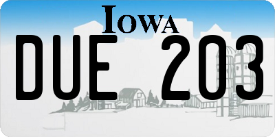 IA license plate DUE203