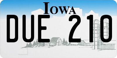 IA license plate DUE210