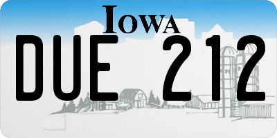 IA license plate DUE212