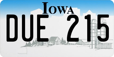 IA license plate DUE215