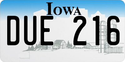 IA license plate DUE216