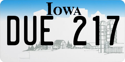 IA license plate DUE217