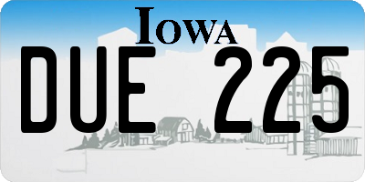 IA license plate DUE225
