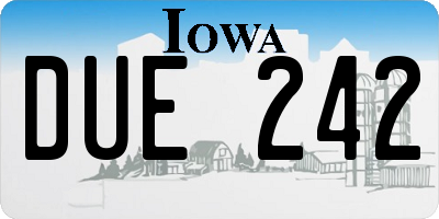 IA license plate DUE242