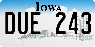 IA license plate DUE243