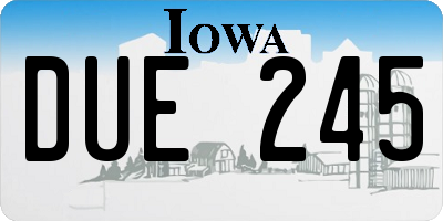 IA license plate DUE245