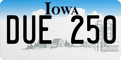 IA license plate DUE250