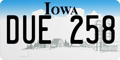 IA license plate DUE258