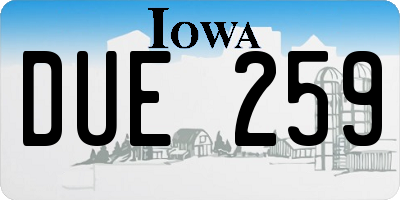 IA license plate DUE259