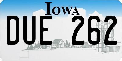 IA license plate DUE262