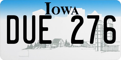 IA license plate DUE276