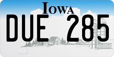 IA license plate DUE285