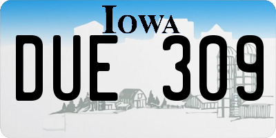 IA license plate DUE309