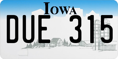 IA license plate DUE315