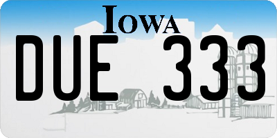 IA license plate DUE333