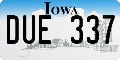 IA license plate DUE337