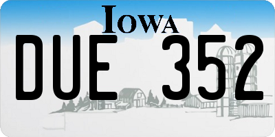 IA license plate DUE352