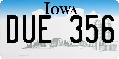 IA license plate DUE356