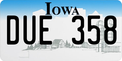 IA license plate DUE358