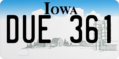 IA license plate DUE361