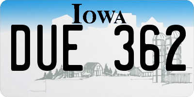 IA license plate DUE362