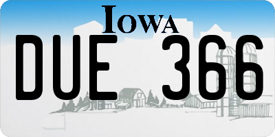 IA license plate DUE366