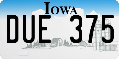 IA license plate DUE375