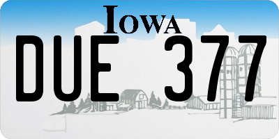 IA license plate DUE377