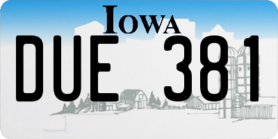 IA license plate DUE381