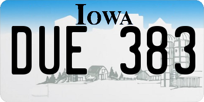 IA license plate DUE383