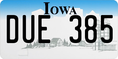IA license plate DUE385