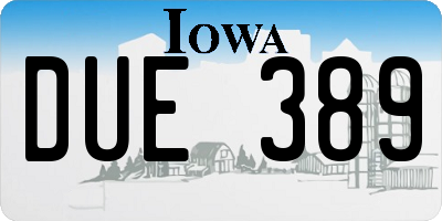 IA license plate DUE389