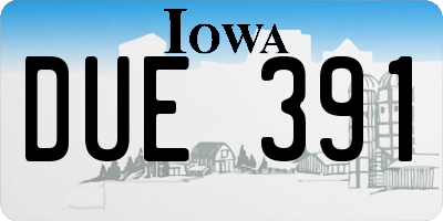 IA license plate DUE391
