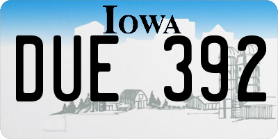 IA license plate DUE392