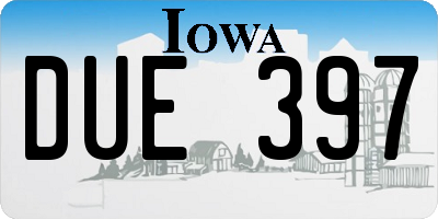 IA license plate DUE397
