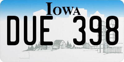 IA license plate DUE398