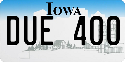 IA license plate DUE400