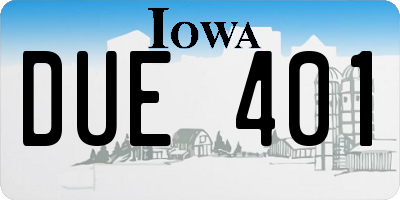 IA license plate DUE401