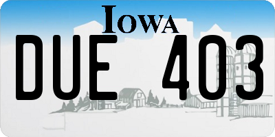 IA license plate DUE403