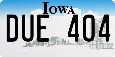 IA license plate DUE404