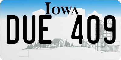 IA license plate DUE409
