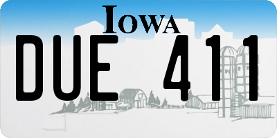 IA license plate DUE411