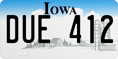 IA license plate DUE412