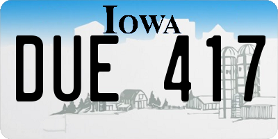 IA license plate DUE417