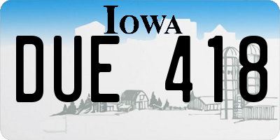 IA license plate DUE418
