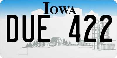 IA license plate DUE422