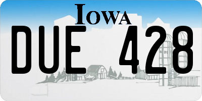 IA license plate DUE428
