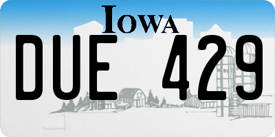 IA license plate DUE429