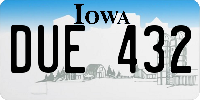 IA license plate DUE432