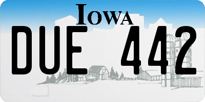 IA license plate DUE442